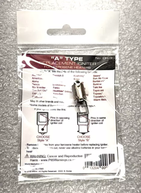 2x Kerosene Heater "A" Type Replacement Igniter DH-30 New 2 Pack Lot, DH 30