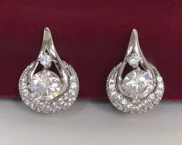Deluxe Earrings Heart Hoop with Zirconia Crystal 750er White Gold 18K Gold