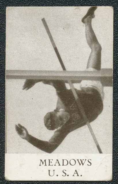 1936 Earle Meadows Usa Pole Vault Gold Medal Alfa Olympic Skylt Card #46