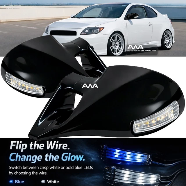 LED M3 Style Manual Adjust Side Mirrors For 98-02 Honda Accord Sedan Gloss Black