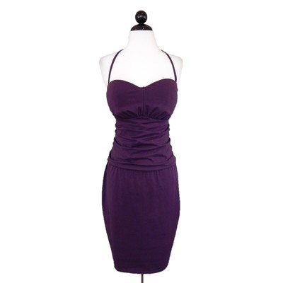 Victoria's Secret Sexy Purple Plum Underwire Bra Top Halter Ruched Dress Sz 36C