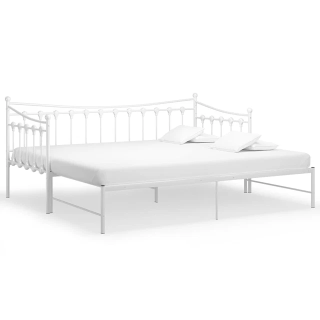 VIDAXL PULLOUT SOFA Bed Frame without Mattress White Metal 90x200 cm £