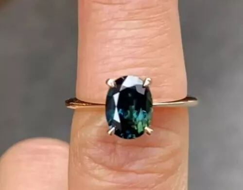 5.15 Carat Bleu Sarcelle Saphir Ring-Peacock Vert Fiançailles Bague Anniversaire