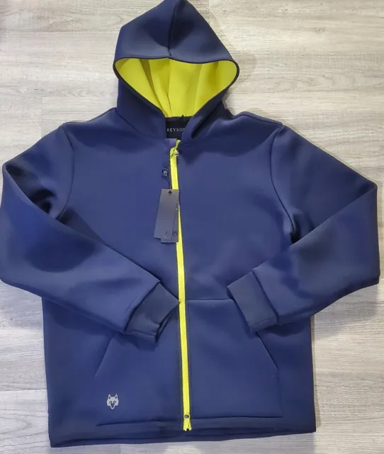 New Greyson Mens Golf Chene Full Zip Hoodie Maltese Navy  Size Large $215 Medium