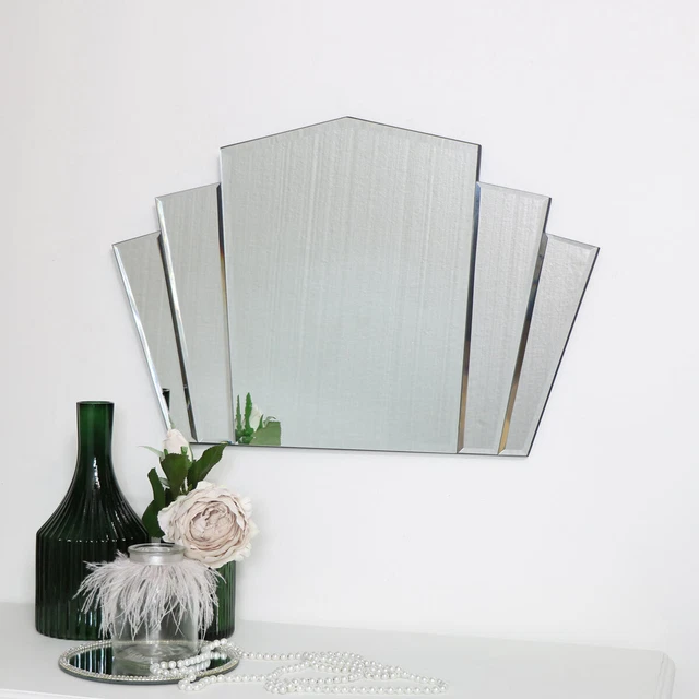 ART DECO FAN Frameless Wall Mirror vintage bedroom bathroom shabby chic