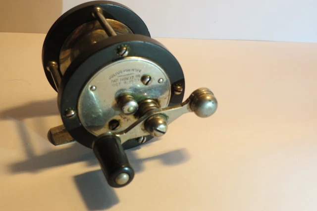 Vintage fishing reel - Julius Vom Hofe 1889 circa.  2 1/8" dia.  Bait caster
