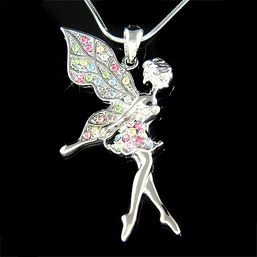 Collier Fée Tinkerbell Avec Ailes Strass - Or - Longueur 60 Cm - Neuf Avec étiquettes