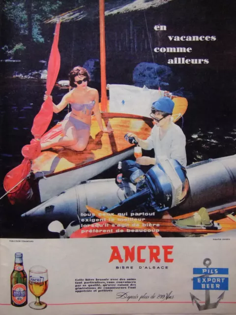 Publicité Presse 1960 Ancre Biere D'alsace En Vacances Comme Ailleurs - Voilier