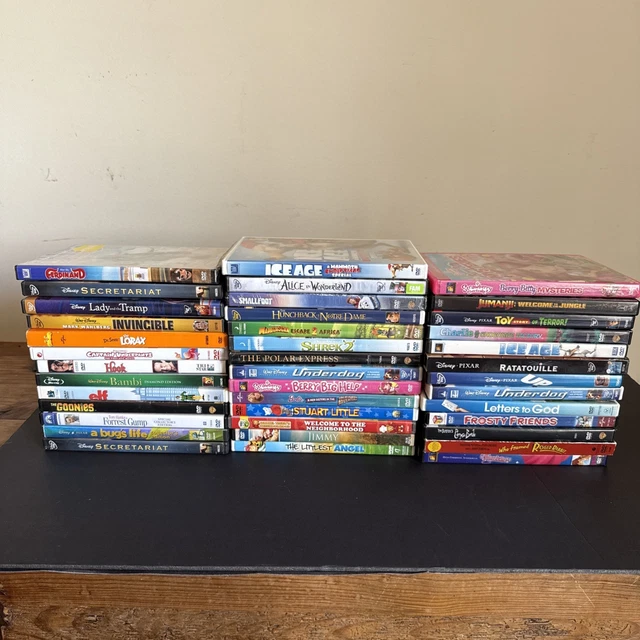 COLLECTION OF (40) Family & Kids DVD Movies Disney, Pixar, Tim Burton ...