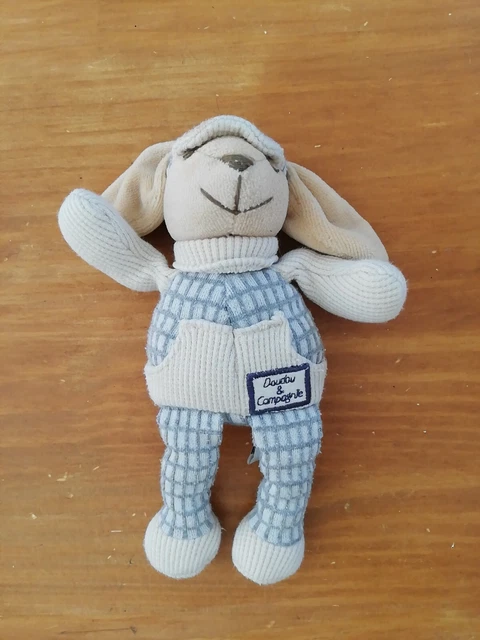 Doudou Et Compagnie Peluche Lapin Beige Ecru Gris Casquette
