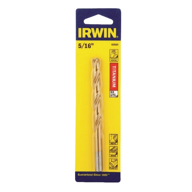 Irwin 63920 Titanium Nitride High Speed Steel SAE Drill Bits 5/16 x 4-1/2 L in.
