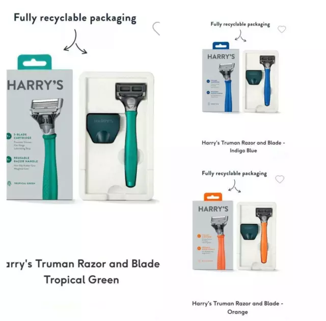 Harry's Razor Neu im Karton Truman Rasiermesser Rasiergriff 1 Klingen 3 Farben