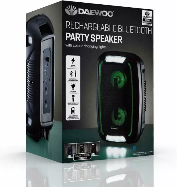 Daewoo 40W Rechargeable Bluetooth Party Speaker Colour Changing Lights