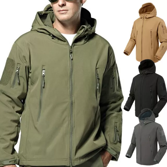 UK Mens Waterproof Tactical Soft Shell Jacket Coat Military Jacket Windbreaker