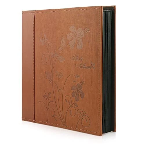 Álbum de fotos contiene 200 imágenes 4x6 2 por página de cuero sintético marrón