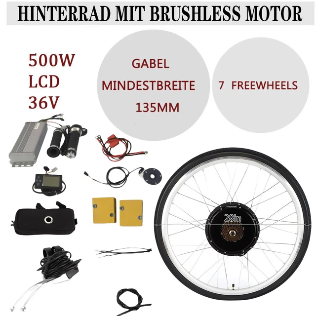 Queeucaer E-Bike Umbausatz 28 Zoll - 36V 800W Hinterrad Motor Kit | Ohne Batterie