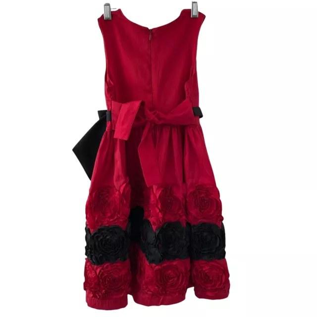 Bonnie Jean Dress Formal Girls Red Black Ruffles Applique Roses 6X Sleeveless 2