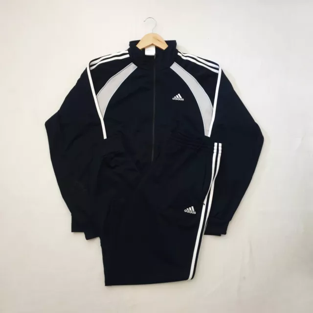 Adidas Mens Size L vintage 2 pieces track suit track pants with jacket Black