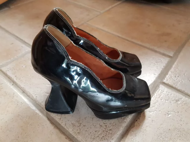 Damen Designer-Schuhe, Plateu Shoes UNDERGROUND Gr. 4 36,5 topp Schwarz