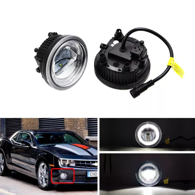 Fit Chevrolet Chevy Camaro 2010-2013 LED Fog Light Assembly Kit W/ Halo Ring DRL