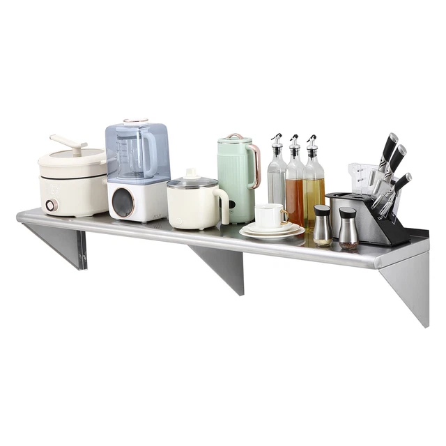 VEVOR 60" x 12" Stainless Steel Wall Mounted Shelf Kitchen Restaurant Shelving