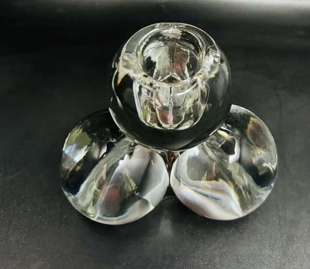 Westmoreland Glass Taper Candle Holder Stacked Clear Glass Balls Glows