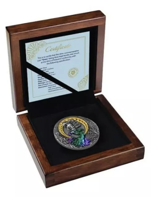 Niue $5 2021 Siren 2 oz Coloured And Antiqued Finish Silver Coin