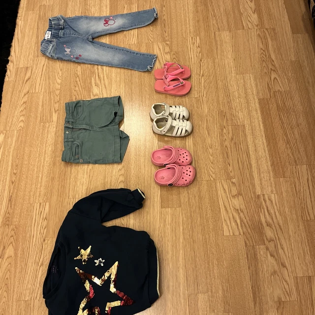Baby Girls Clothes 12-18 Months Bundle 3-4 years Crocs Havianas John Lewis Disne