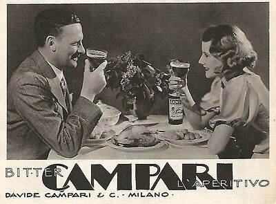 W9568 Bitter CAMPARI - L'aperitivo - Pubblicità del 1938 - Old advertising