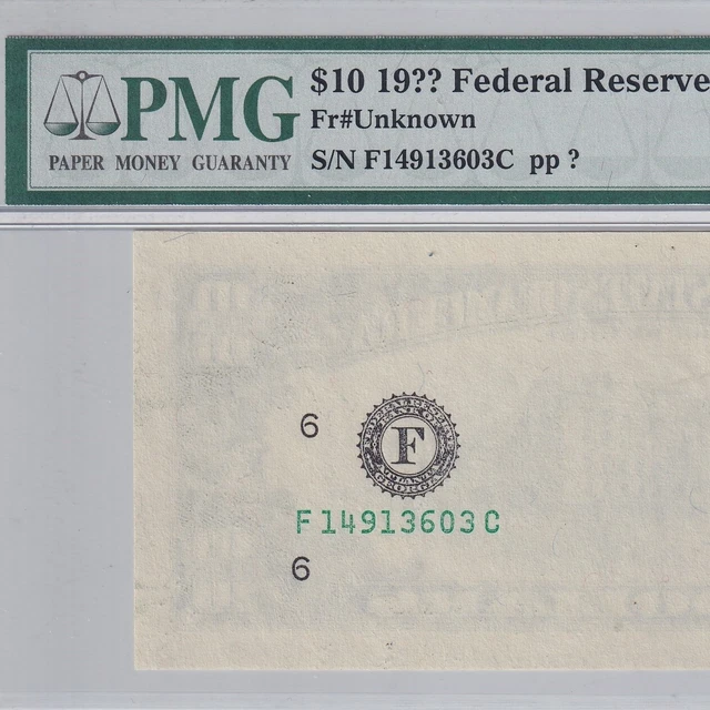 Unknown Series Ten 10 Dollars Atlanta FRN—Missing Print ERROR—PMG 66 EPQ Gem UNC