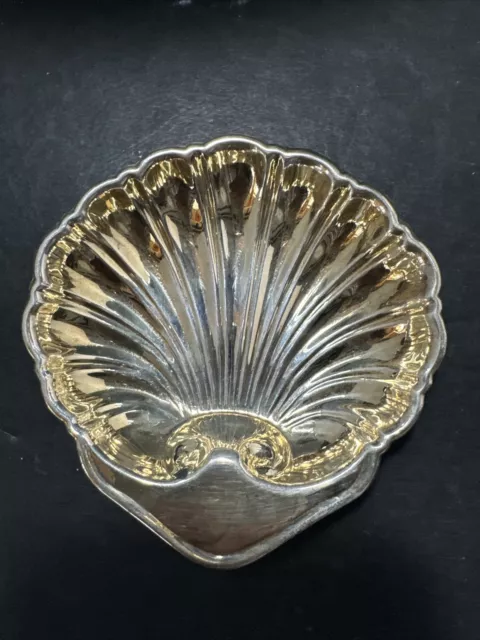 28g Scrap STERLING SILVER CLAM SHELL NUT BOWL Jewelry Trinket Dish Ashtray  3"