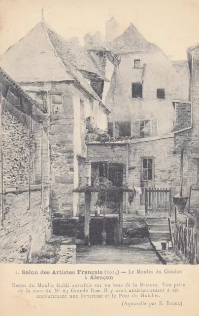 Carte postale ancienne ORNE ALENÇON 1 salon des artistes moulin du guichet éc. 2