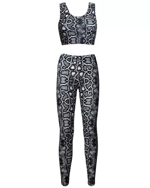 Classic Leopard Cheetah Animal Skin Print Crop Top Flare Leggings Coord Set  2Pc