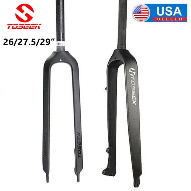TOSEEK 1-1/8'' 26/27.5/29'' 3K T800 Full Carbon Fiber Rigid Disc Brake Mtb Fork Straight Tapered Tube