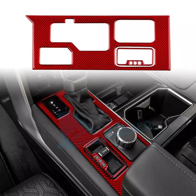 Gear Shift Cover Panel Sticker Carbon Fiber RED For Toyota Tundra 2022-2024