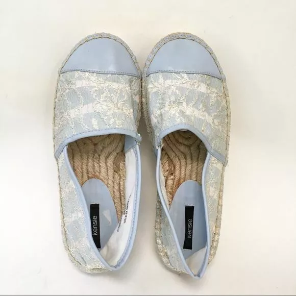 Kensie Lavana Lace Detail Cap Toe Slip-On Espadrille in Blue Size 7.5 3