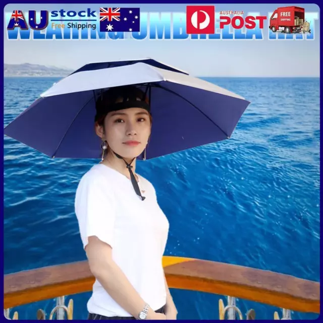 Foldable Fishing Sunshade Headwear Umbrella Hat UV Protection (Silver Gray)