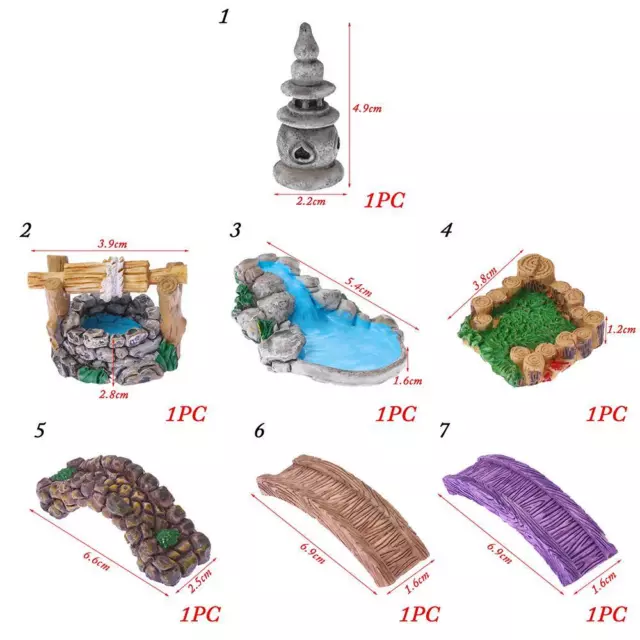 Miniature Model Micro Landscape Grassland Bridge Pool Figurine Home Decor