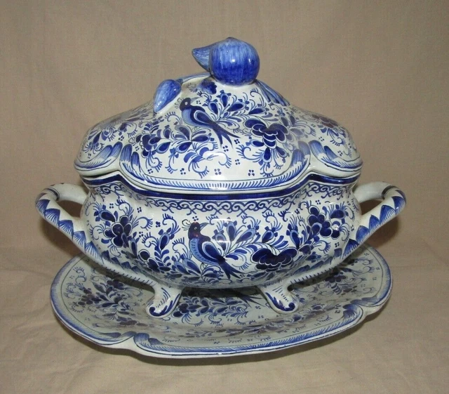Soupière en faïence Delft hirondelle début XXème De Klaauw delfts soup tureen