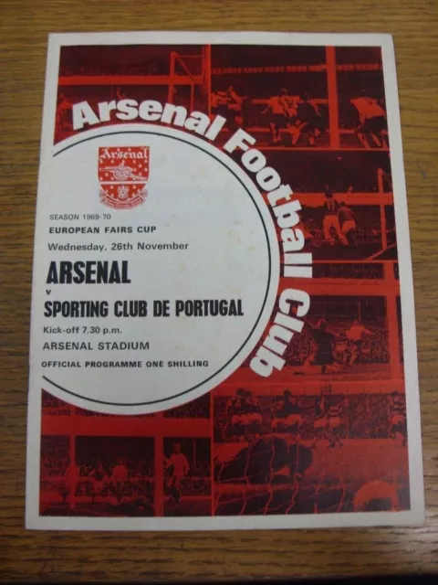 26/11/1969 Arsenal v Sporting Lisbon [Inter Cities Fairs Cup] (foxing). Free SHI