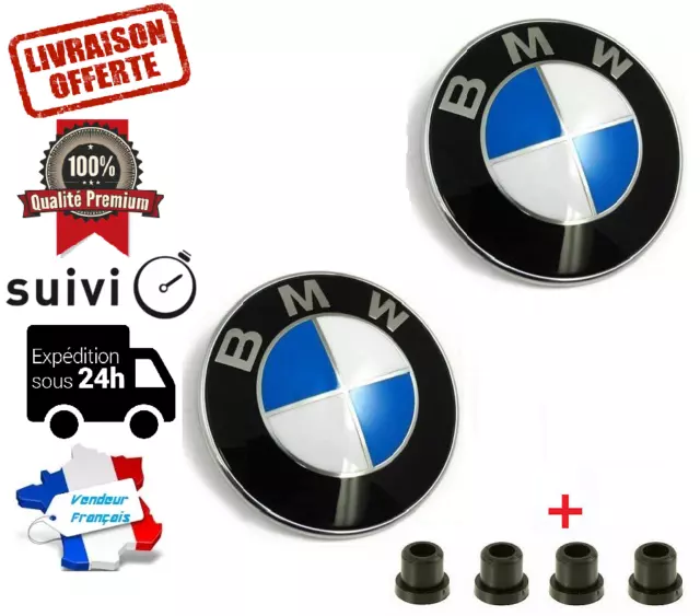 Logo BMW 2x 82mm Capot Emblème E46 E39 E90 E91 E92 E60 E34 E36 E39 X3 X5 X6