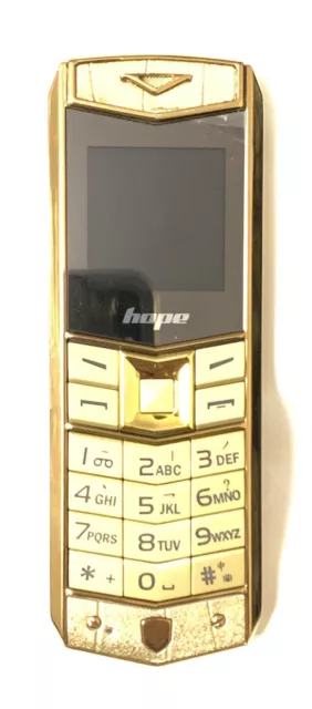 V3 Unlocked Dual Sim Mobile Phone With Leather Pouch, Gold Colour, GSM 2G, MP3