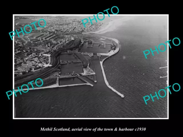 OLD POSTCARD SIZE PHOTO OF METHIL SCOTLAND VIEW OF THE TOWN & HARBOUR c1930 2