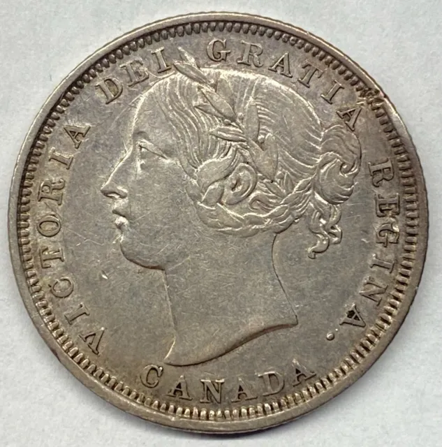 Canada 1858 20 Cent Silver Coin - VF/EF (rim hit)