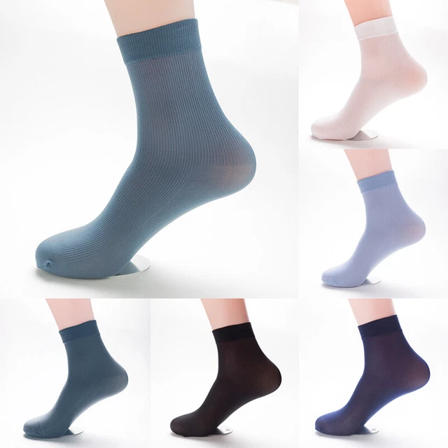 Summer Men's Socks Thin Casual Solid Color Elastic Ice Silk Cool Mid-tube Socks