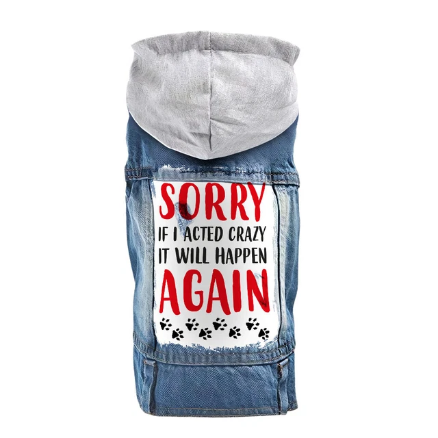 Acted Crazy Dog Denim Jacket - Funny Dog Denim Coat - Colorful Dog Clothing