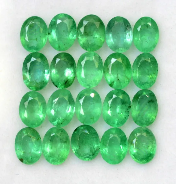 Natural Emerald 4X3 MM Oval Cut Green Loose Faceted Brazilian Gemstone Lot