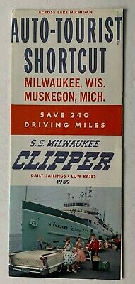 1959 Great Lakes SS Milwaukee Clipper Steamship Brochure ship Muskegon Michigan