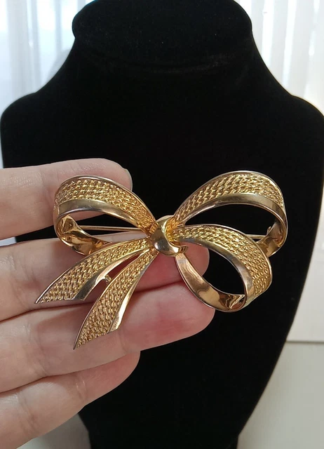 Vintage Marcel Boucher Gold Tone Bow Brooch Signed