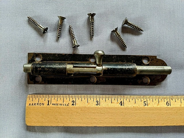 Vintage Heavy Steel Barn Gate shed Door 6" Bolt W/Screws